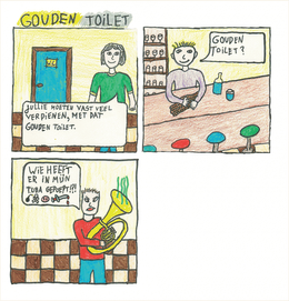 cartoon gouden toilet